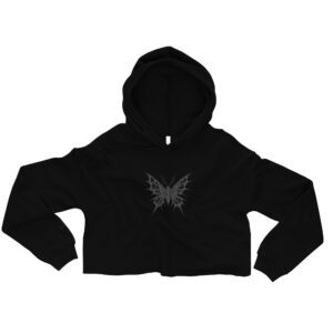 Dark Moth Cross Cropped Hoodie